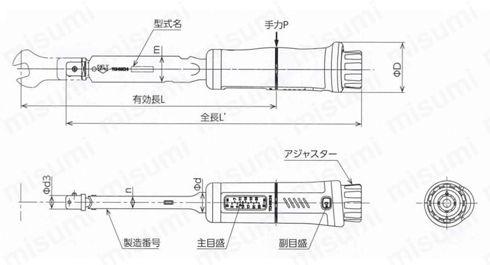 CL100NX15D プレセット形トルクレンチ（ヘッド交換式） 東日製作所 ミスミ 215-2380