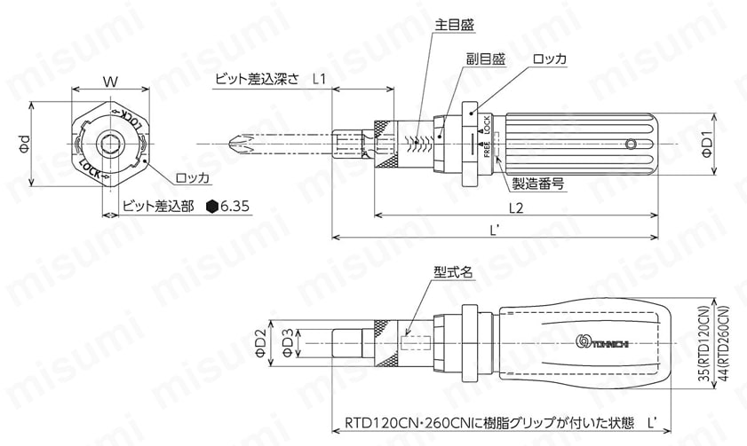 RTD60CN | 空転式プレセット形トルクドライバ | 東日製作所 | ミスミ