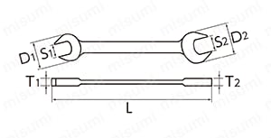 両口スパナ（インチサイズ）  外形図01