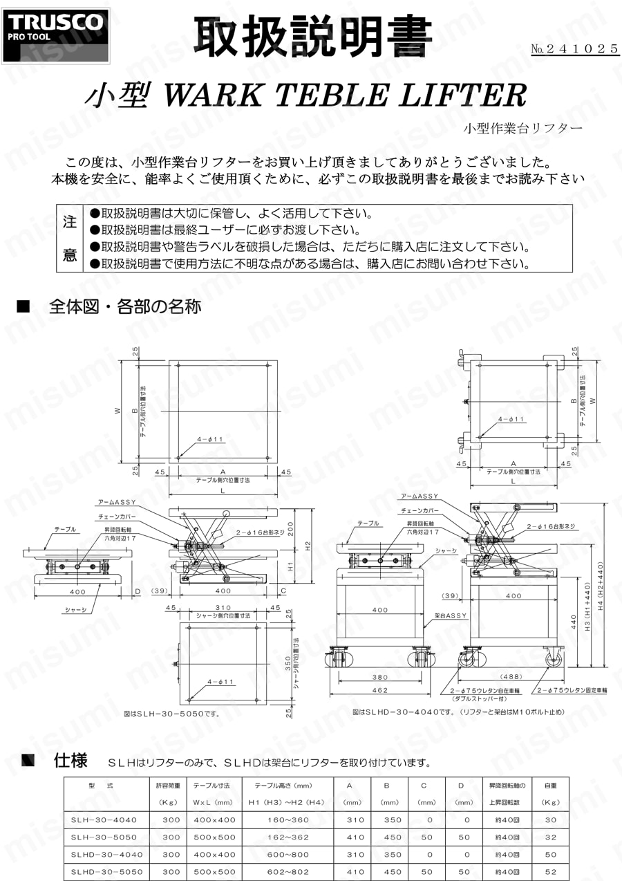 作業台リフター（手動昇降式） 使用例1