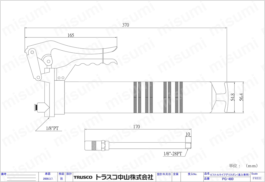 PG-480 | グリスガン（手詰め専用） グリスガン 400cc | トラスコ中山