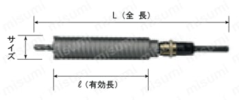 Z軸配管コアドリル(SDSタイプ)(軽量ハンマードリル用) 外形図