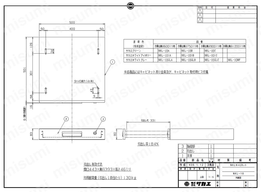 NKL-10WB | 作業台用オプション キャビネット（パールホワイト） 幅