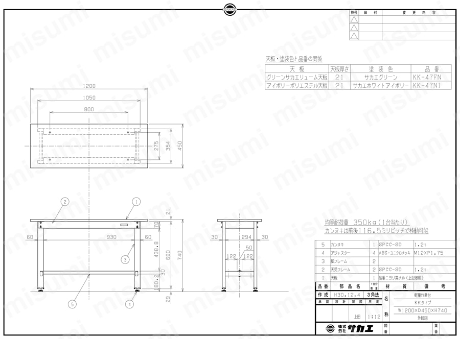 軽量作業台KKタイプ KK-47図面