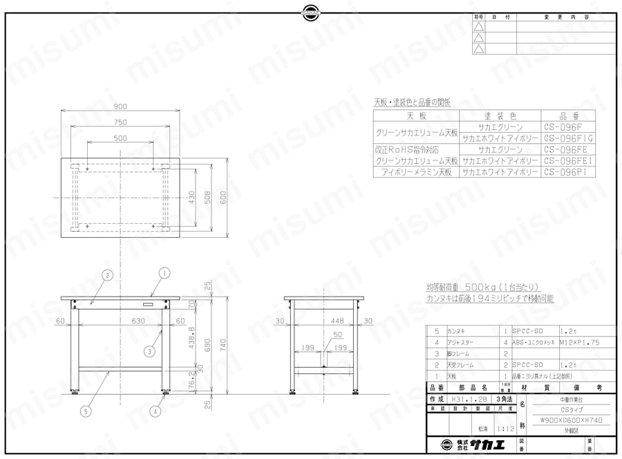 中量作業台CSタイプ | サカエ | MISUMI(ミスミ)