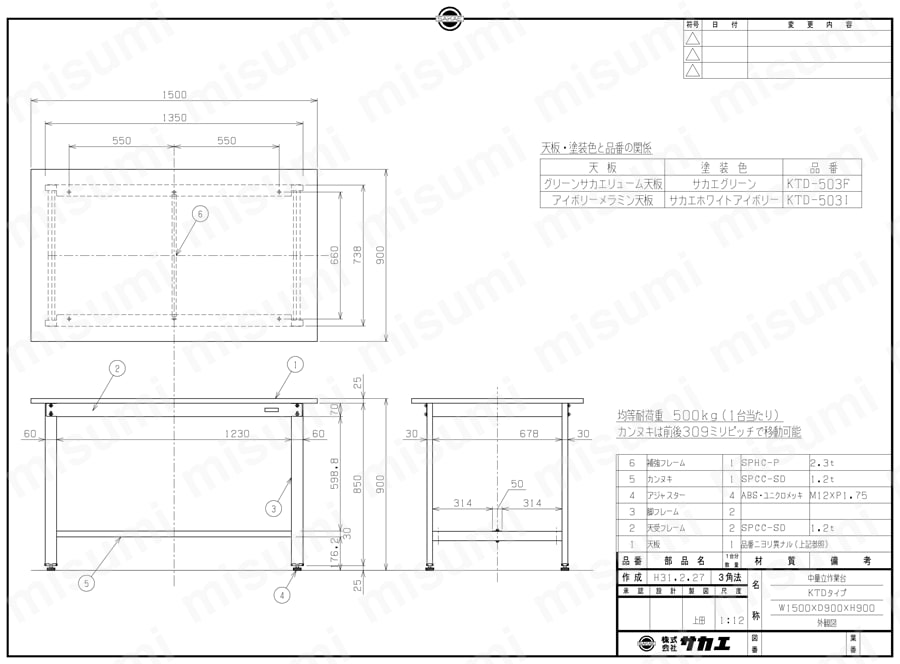 中量立作業台KTDタイプ | サカエ | MISUMI(ミスミ)