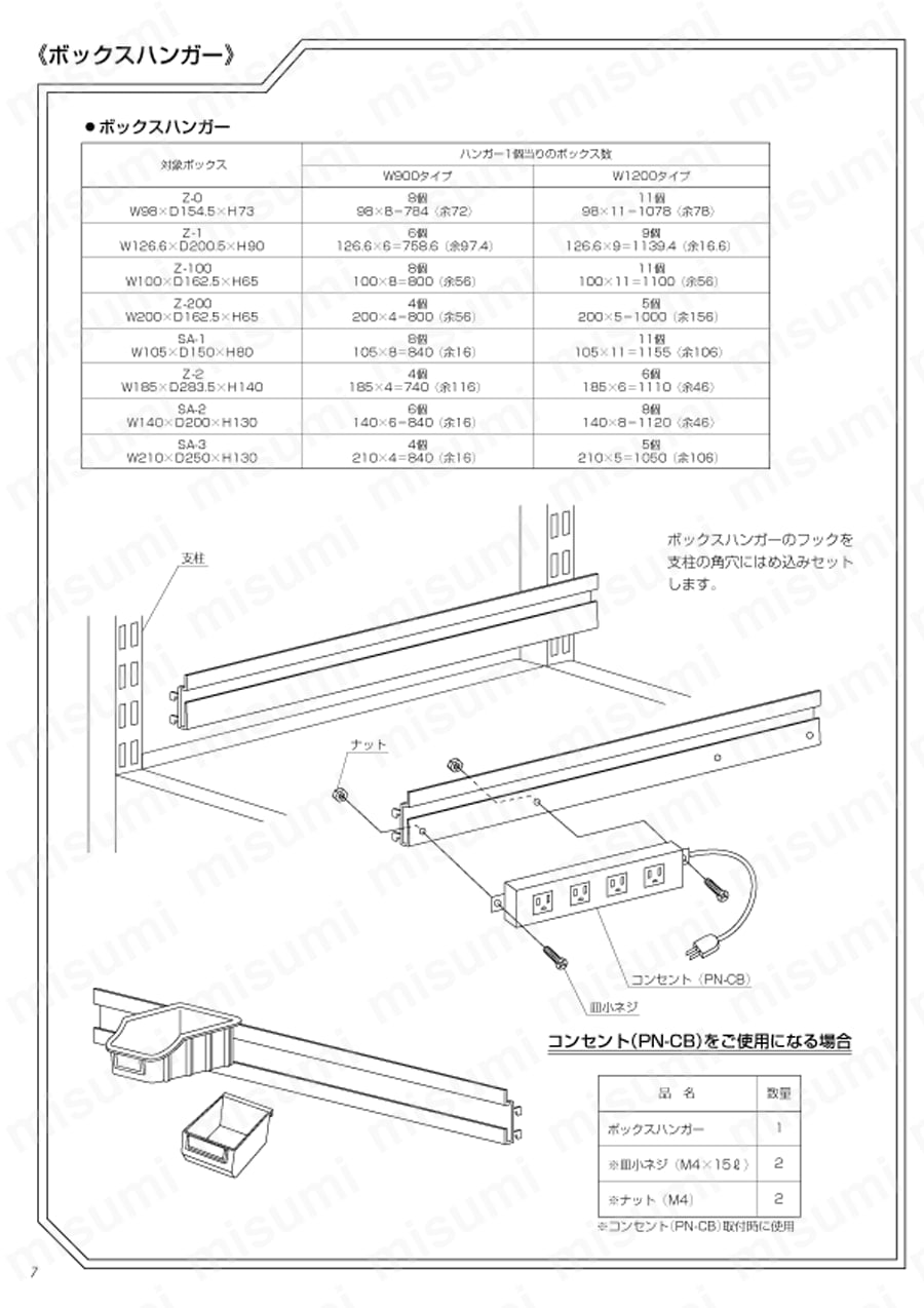 ラインシステム用オプション ボックスハンガー | サカエ | MISUMI(ミスミ)