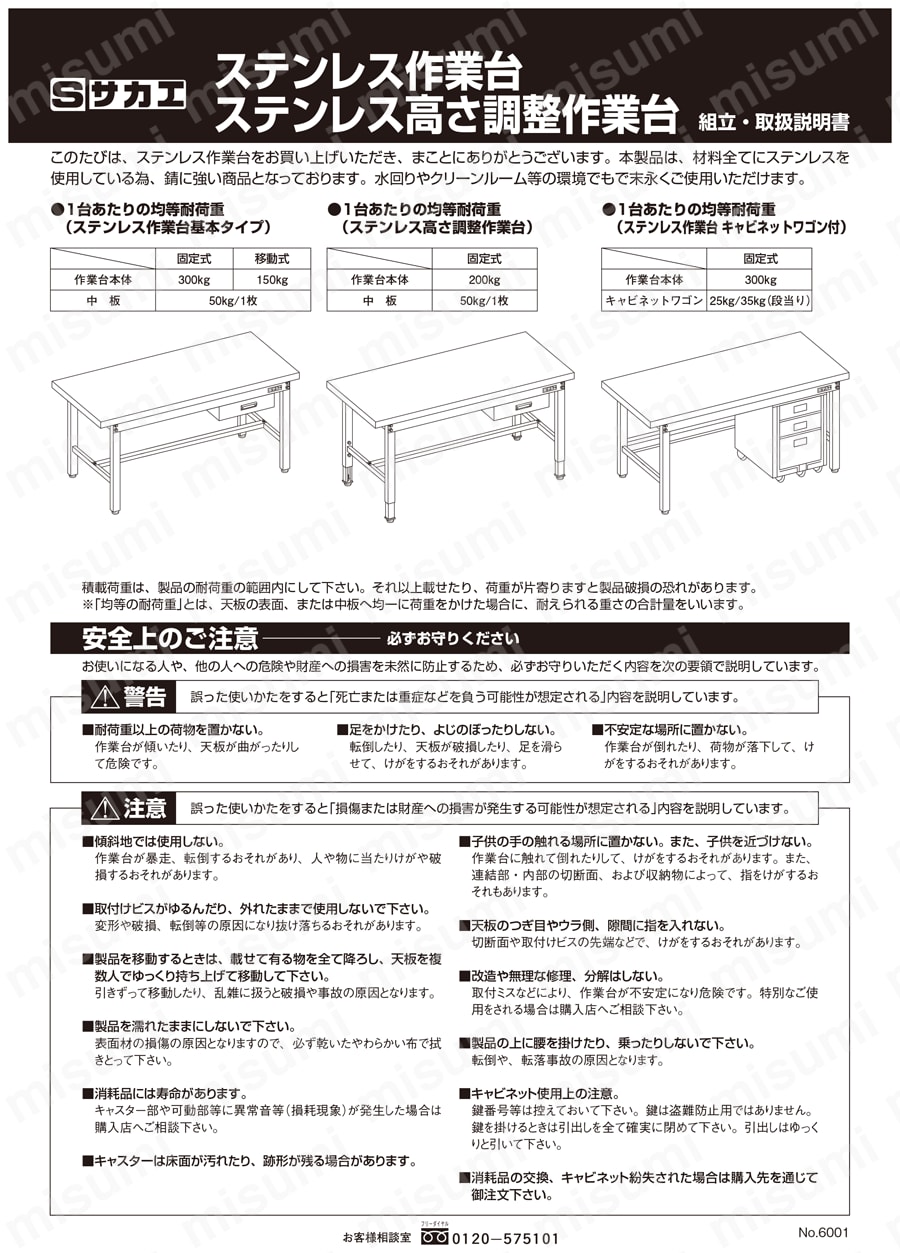 ステンレス作業台 オプションキャビネット | サカエ | MISUMI(ミスミ)