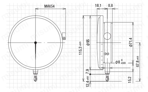 指針測微器ミューメトロン 外形図3
