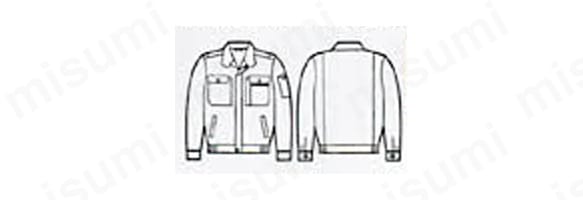 44100 製品制電長袖ブルゾン（春夏用）の外形図