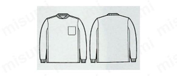 吸汗速乾長袖Tシャツの外形図 使用素材: ハニカムメッシュ（ポリエステル100%）