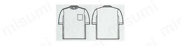 47684 吸汗速乾半袖Tシャツの外形図 使用素材: ハニカムメッシュ（ポリエステル100％）