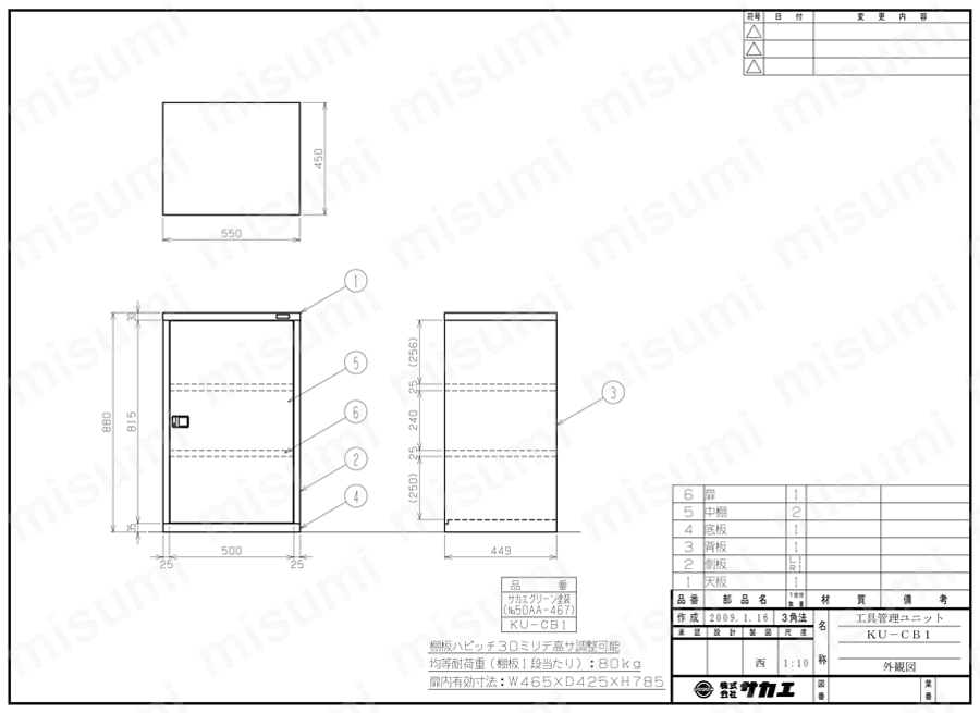 KU-CB1 | 工具管理ユニット 奥行（mm）71・450 | サカエ | MISUMI(ミスミ)