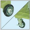 キャスター 本体にはφ125（直径125mm）とφ100（直径100mm）自在ストッパー付キャスター。