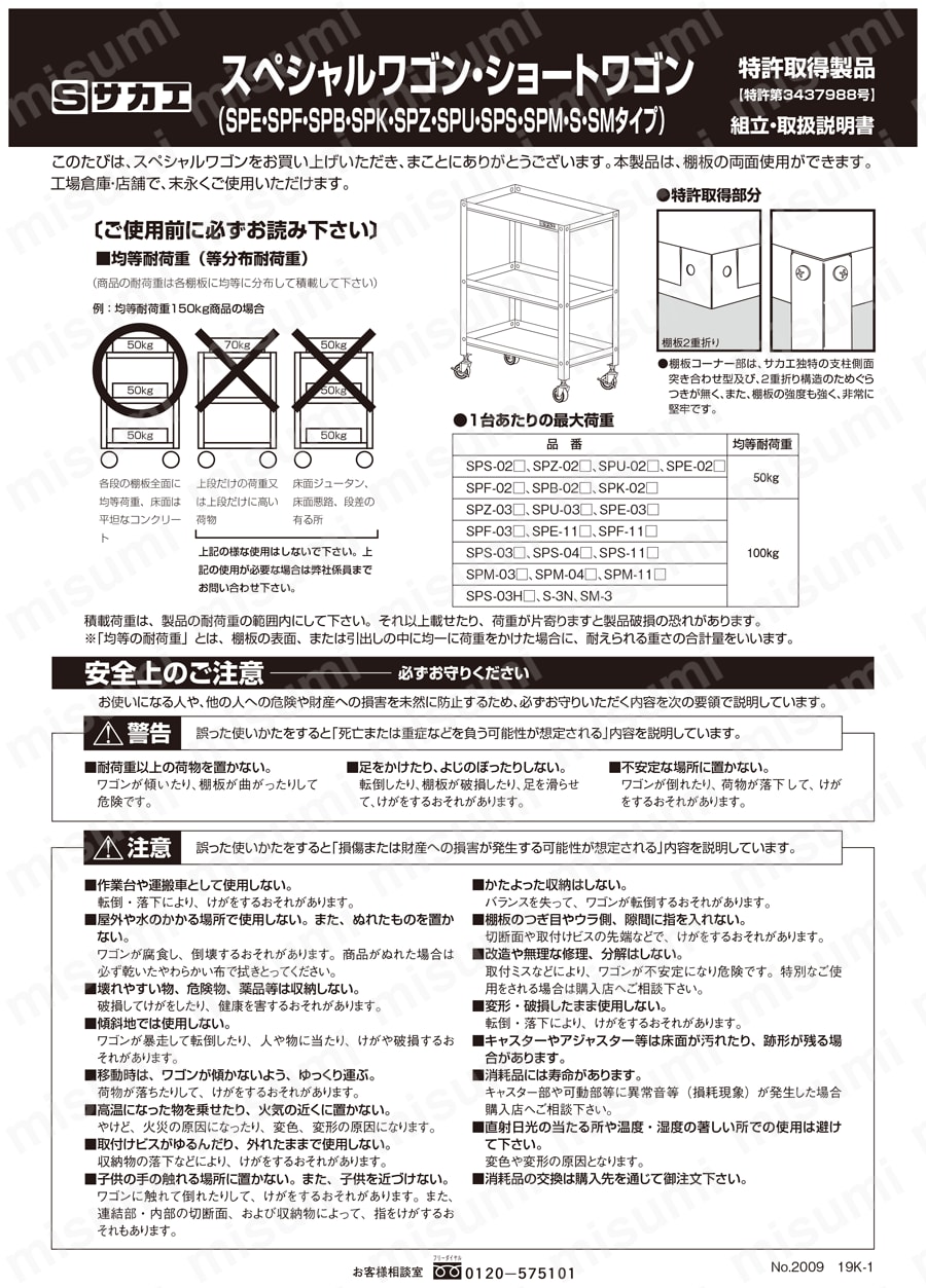 スペシャルワゴンオプション パンチングパネル 取扱説明書-1