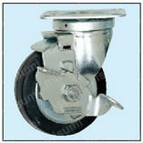 φ100（直径100mm） ゴム車：自在・ストッパー付