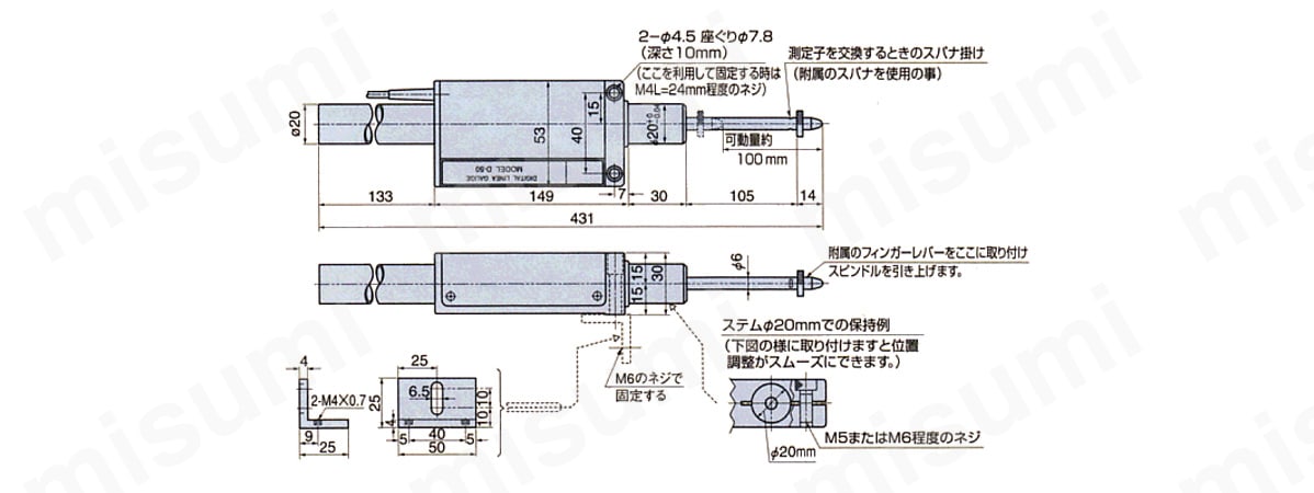D-100S | リニアゲージ（50～100mmストロークタイプ） | 尾崎製作所