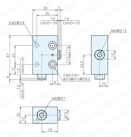 マルチオートクランプ　シングルサイドタイプ【分岐タイプ】　戻り機構付タイプ 外形図