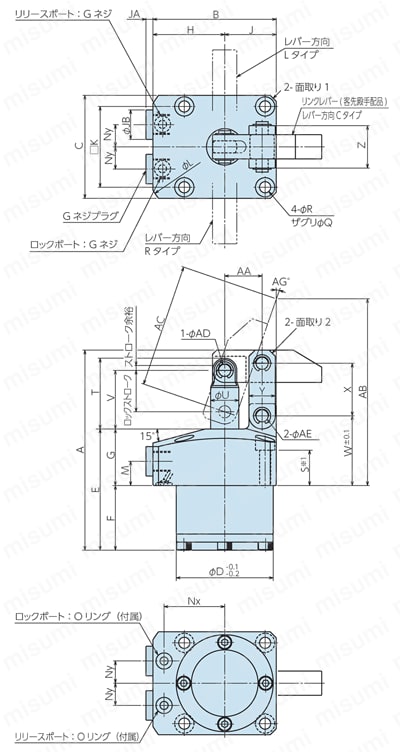 ナベヤ　油圧複動リングクランプ　LCDA0550L-