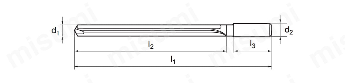 寸法図（内部給油/刃径公差:m7/シャンク公差:h6）