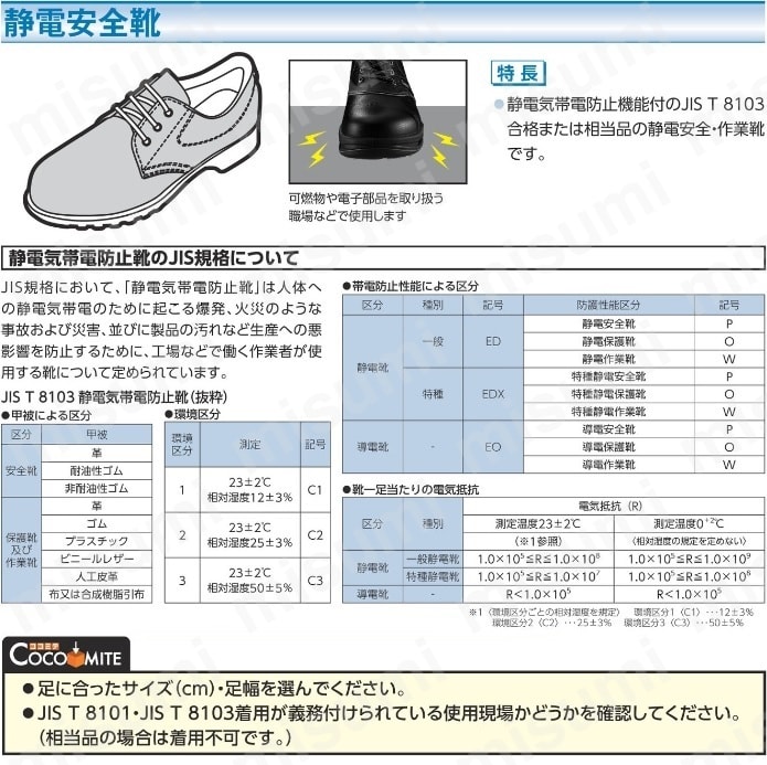 静電安全靴 半長靴 ECO44 黒 シモン MISUMI(ミスミ)
