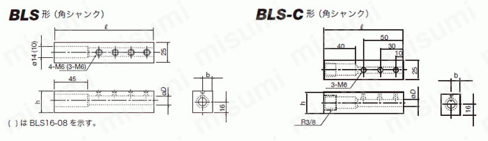 BLS16-12C | 内径用ホルダ スリーブ BLS形（角シャンク） | タンガロイ