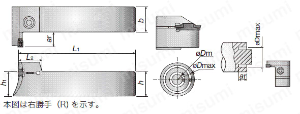 CTFVR2525-3T15-044060 | 端面溝入れ加工用バイト TungCut CTFVR／L形