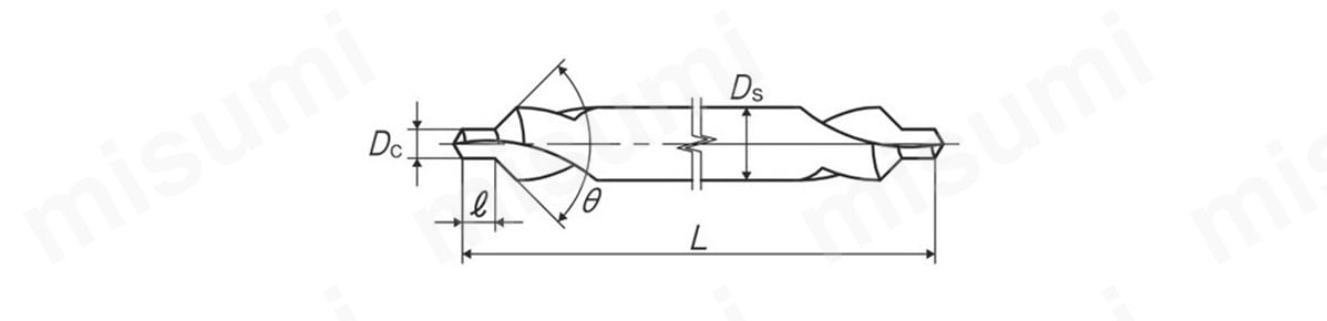 ロングシャンク強ねじれ溝A形90°センタ穴ドリル CE-QL | 彌満和製作所