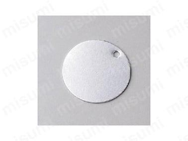 アルミ札-B サイズ: φ30（直径30mm）×0.8mm 材質: アルミ 仕様: φ3.2（直径3.2mm）穴×1