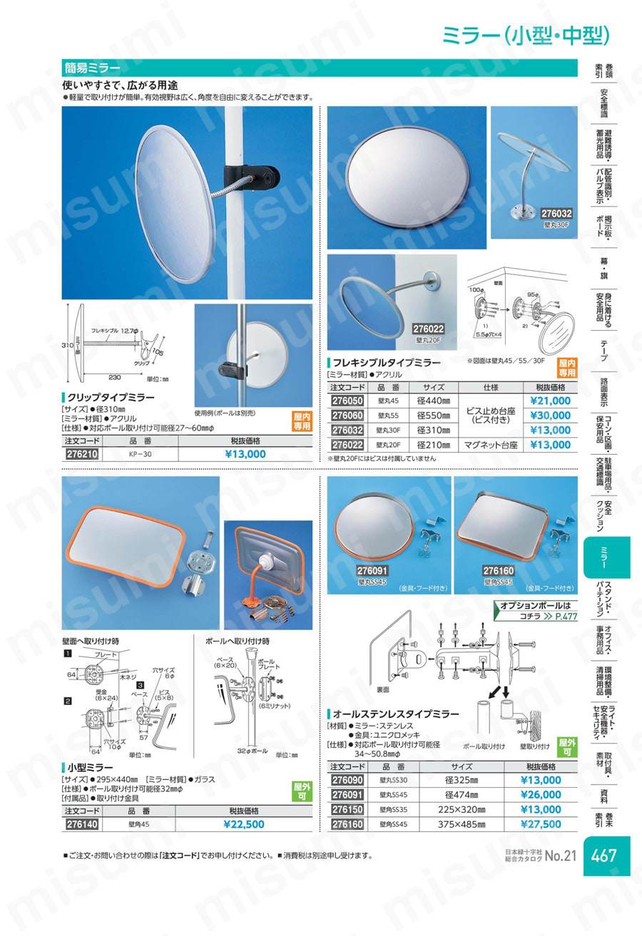 フレキシブルタイプミラー 壁丸  製品特長・仕様