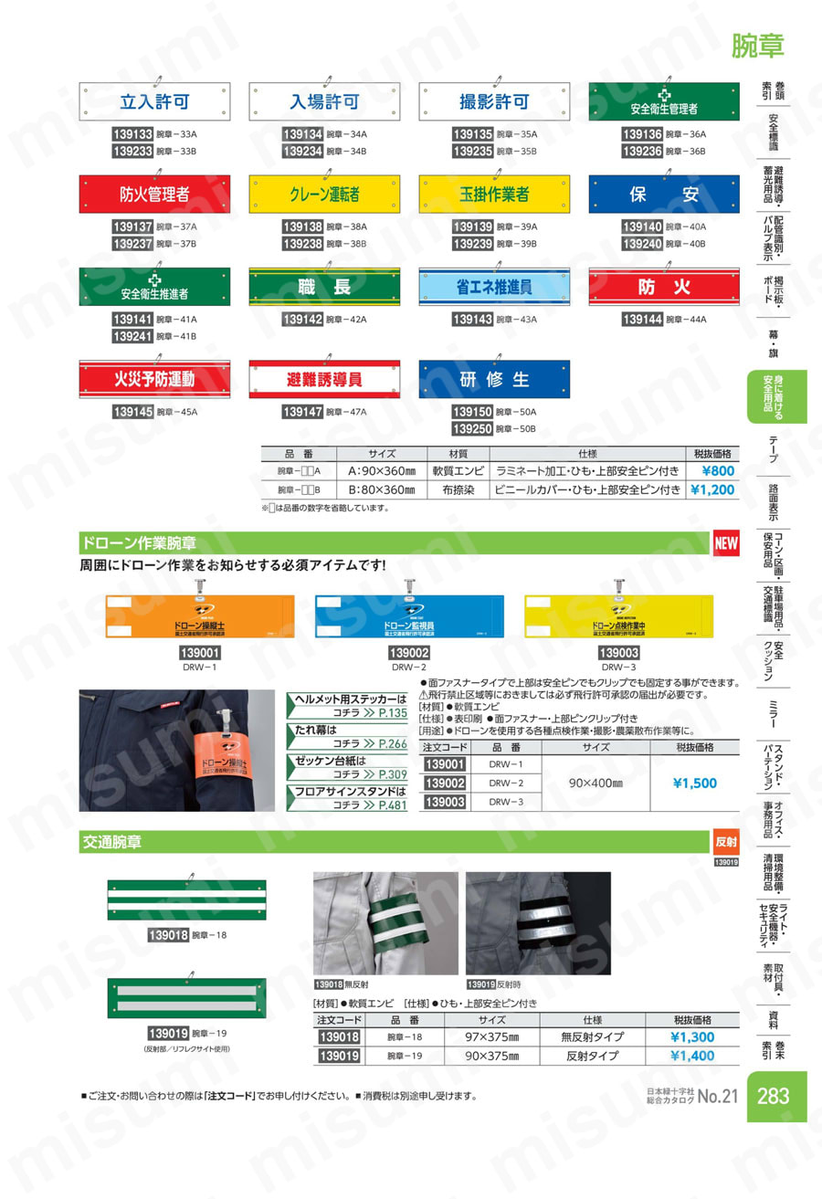 交通腕章〈無反射タイプ〉  製品特長・仕様