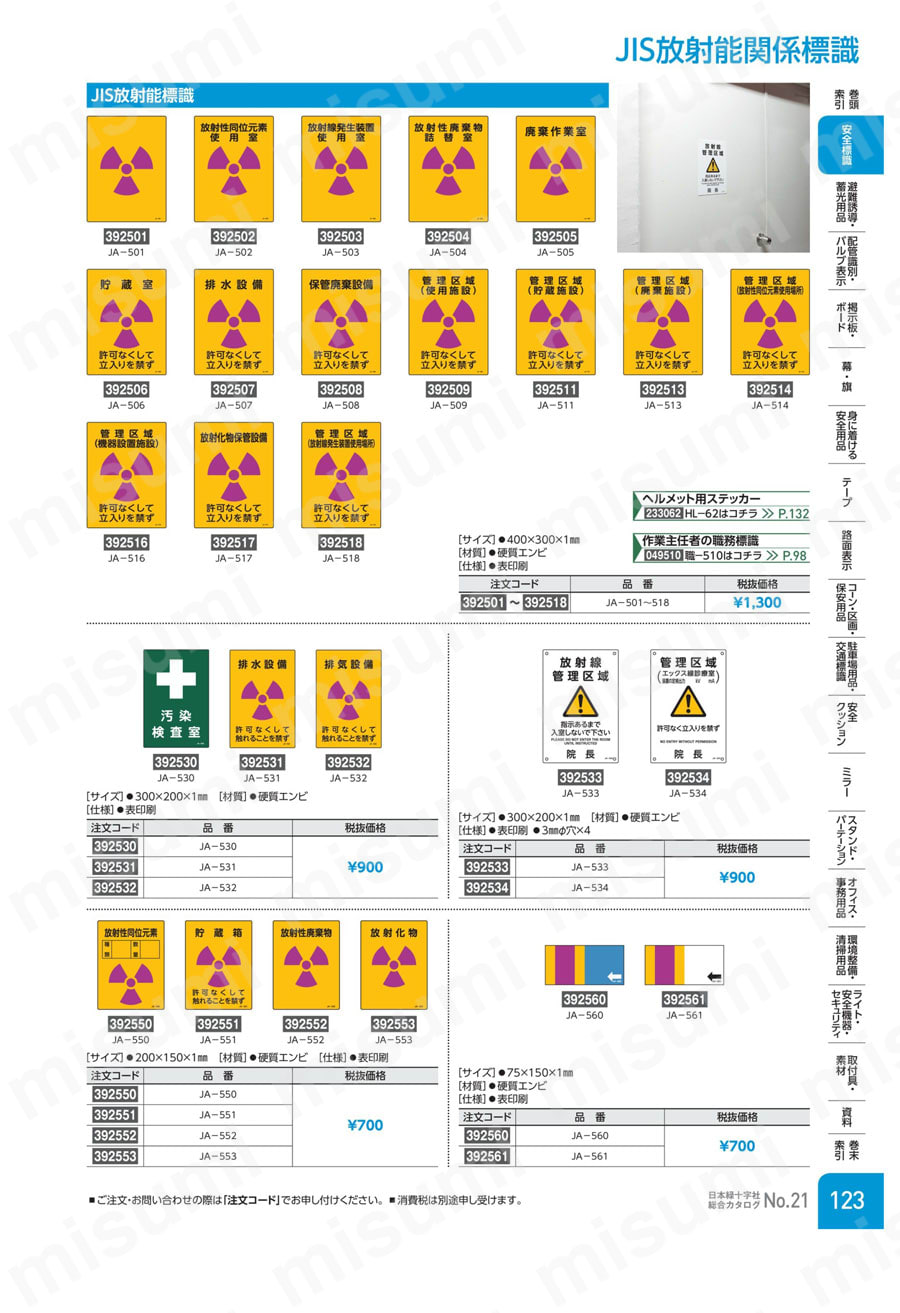 JIS放射能標識 ＪＡ－５０１  製品特長・仕様