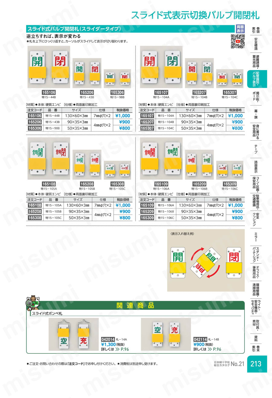【2024春夏新作】 スライド式バルブ開閉札（スライダータイプ） 「常時開（緑 タイムセール