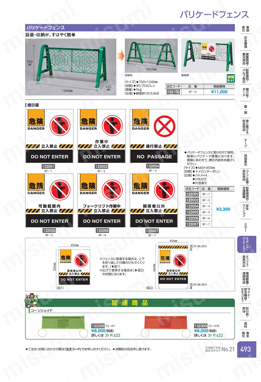 バリケードフェンス 「危険 通行禁止」 | 日本緑十字社 | MISUMI(ミスミ)