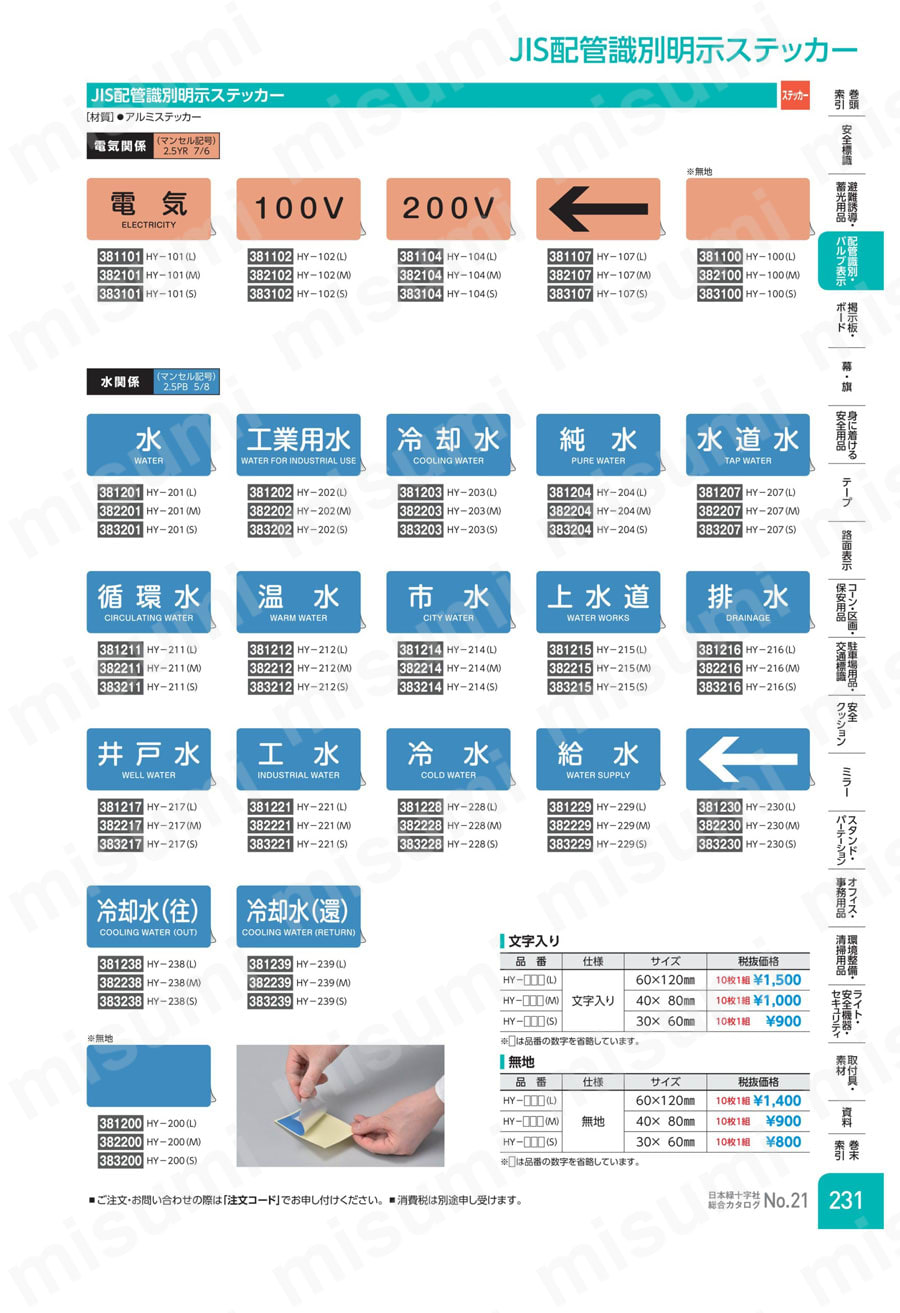 限定価格セール！ JIS配管識別明示ステッカー＜ヨコタイプ＞ 水関係「給水 タイムセール