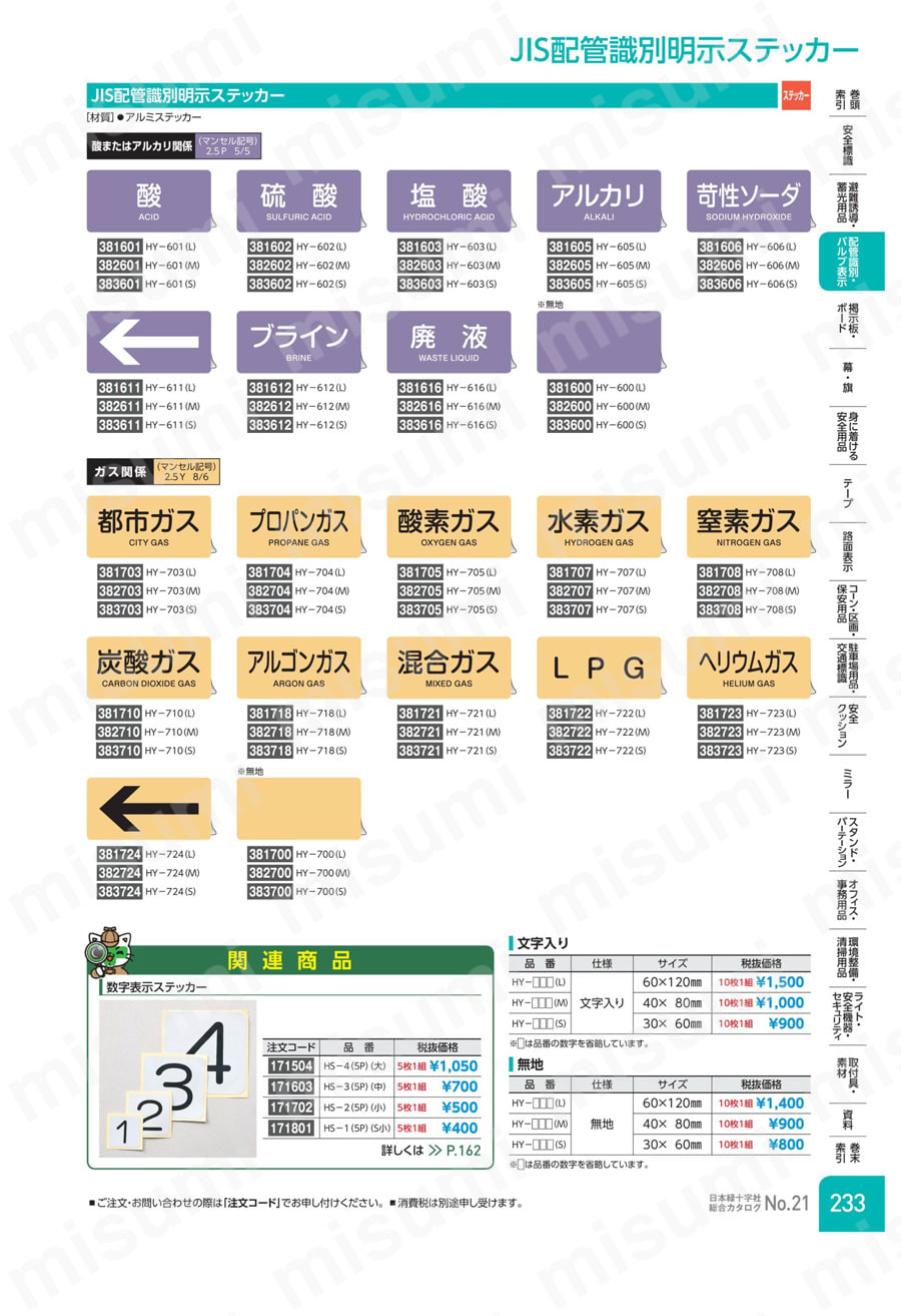 JIS配管識別明示ステッカー＜ヨコタイプ＞ ガス関係「プロパンガス」　製品特長・仕様