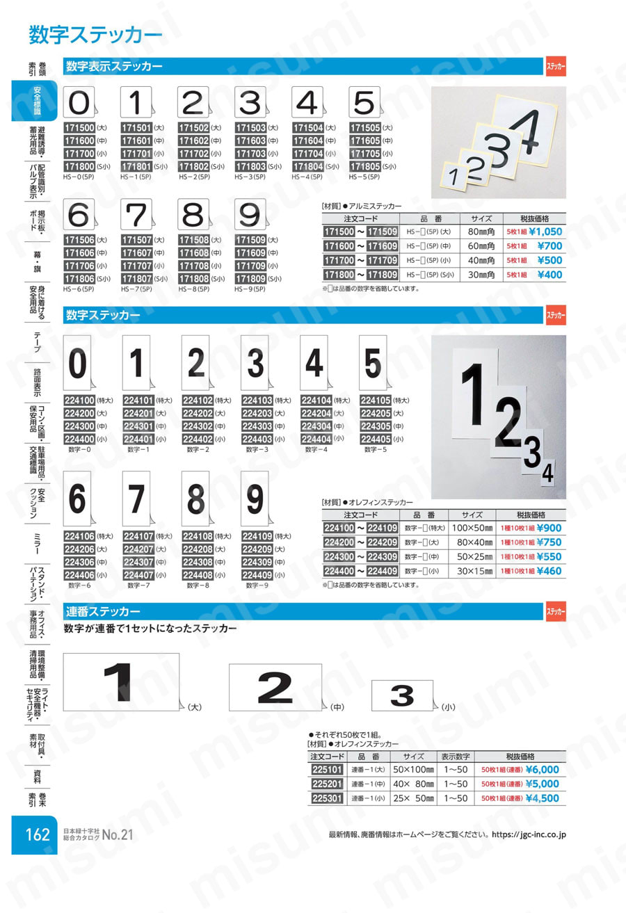 人気を誇る 連番ステッカー（小） | 日本緑十字社 | MISUMI(ミスミ) タイムセール