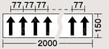 矢印は、77mmピッチで26ヶ所印刷