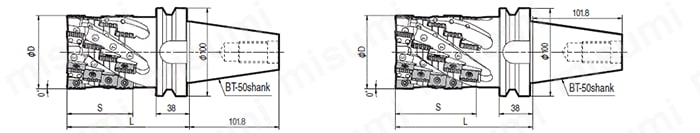 重切削用カッタ　MSR-BT50型 外形図