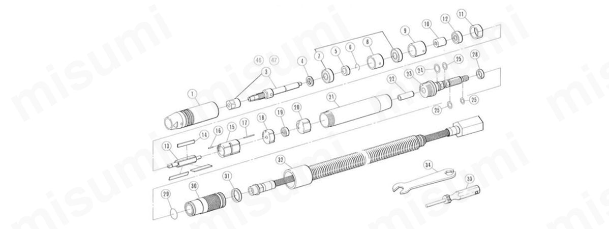 エアーマイクログラインダー 精密研削用 No.GT-MG75S | ベッセル