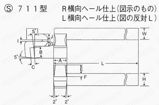 ハイスバイト S711型 L横向ヘール仕上 | 三和製作所 | MISUMI(ミスミ)