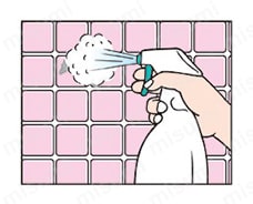 1. かびコロジをかびや水アカに吹き付ける。