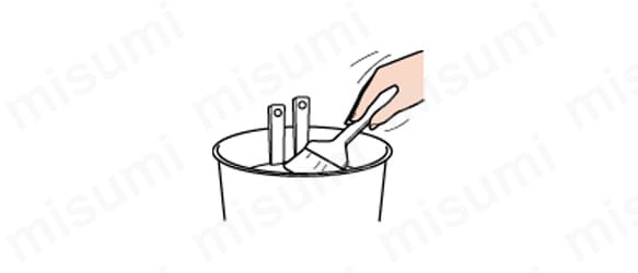使いおわった用具は、古新聞などで、よくふきとった後、使用した塗料で指定されたうすめ液で洗う。 ※あまった塗料は、缶のフタを固くしめ、一度逆さまにして、元に戻してから日の当らない所、湿気の少ない所、幼児の手のとどかない所にしまってください。