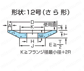 ＰＡ砥石　さら形 外形図