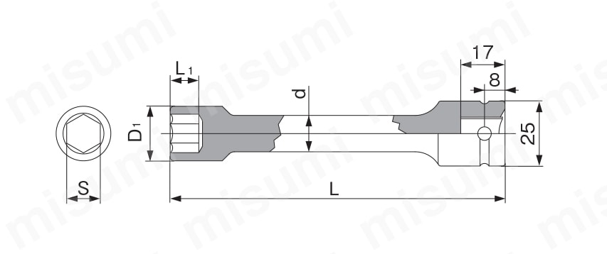 インパクト用エクステンションソケット 4AEX-L150 