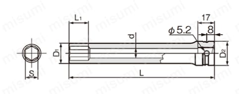 インパクト用超ロングソケット 4NV-L150 | TONE | MISUMI(ミスミ)