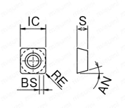 フェニックスシリーズ4コーナ肩削りカッタ用チップ 外形図