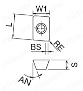 フェニックスシリーズ肩削り用PSEチップ 外形図