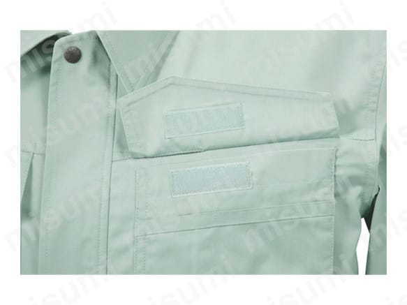 胸フラップは耐久性の高い日本製マジックテープを使用。