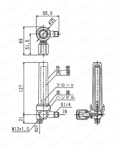 FR-25-N2 | フロート式流量計（流量：1～50L/min） | ヤマト産業